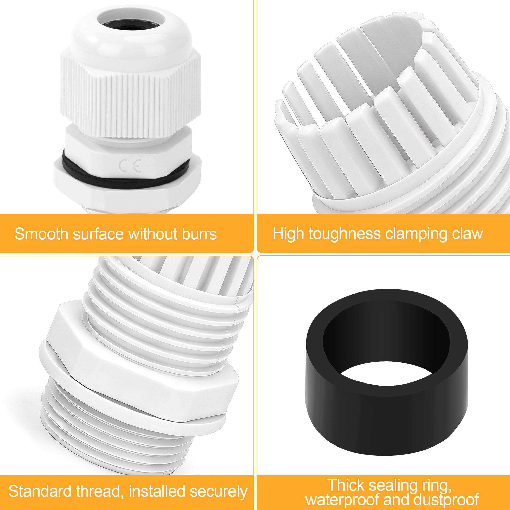 Tunejoy Prensaestopas Nailon M16 Prensaestopas de Cable IP68 Impermeable Cable Gland Conectores Ajustable para caja de derivación caja de fusibles 15 Pieza