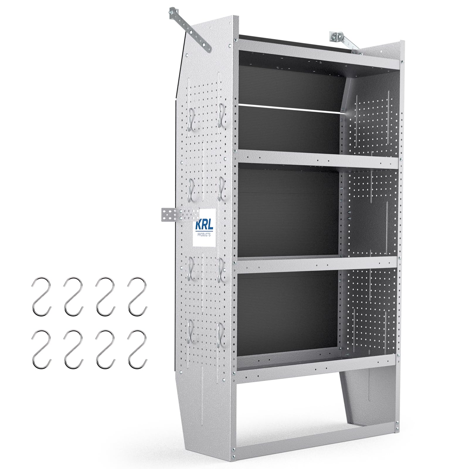 sv-3260 steel mid/high roof van shelving storage system fits transit, nv, promaster and sprinter, van shelving units, 32''w * 60''h * 13''d (incomplete one box of two only)