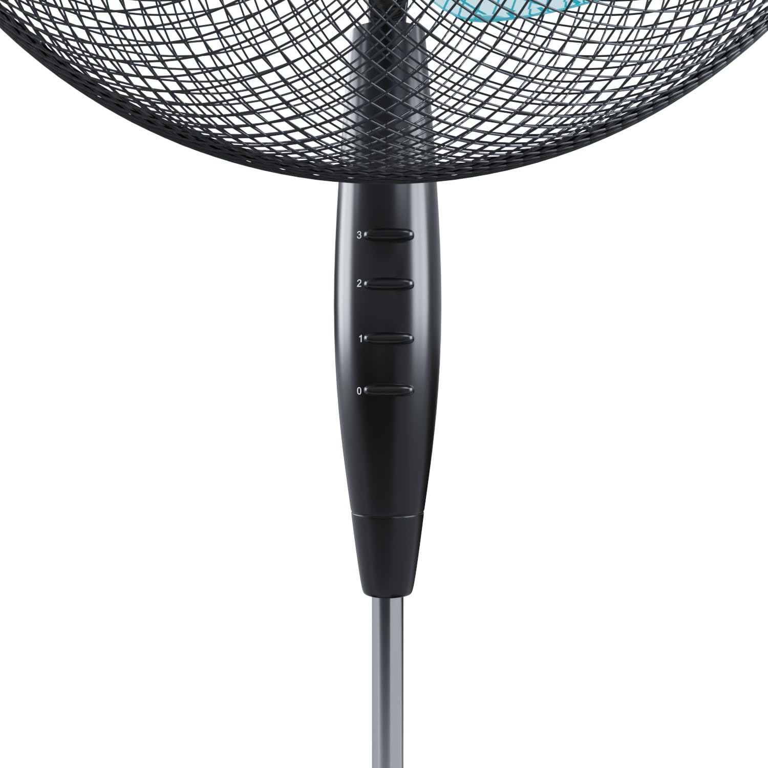 Bricozone Ventilatore a Piantana per Pavimento Potente da 50W con Pale da 40 cm Silenzioso Colore Nero e Azzurro 3 Velocità Oscillante Altezza e Inclinazione Regolabili Griglia di Protezione