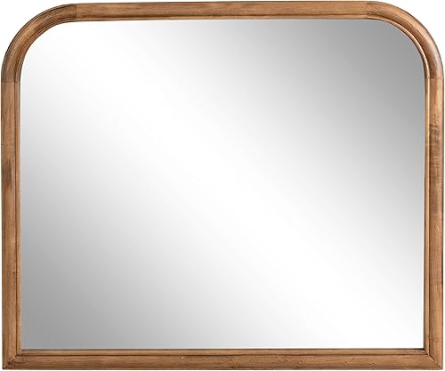 Miniatura 8 de Kate and Laurel Glenby - Espejo de pared de arco moderno de mediados de siglo, 24 x 36, madera natural, espejo de baño arqueado de madera con perfil