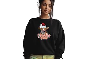 NOFM Cow Christmas Sweatshirt for Women: Get Moos-tache-ful for Christmas