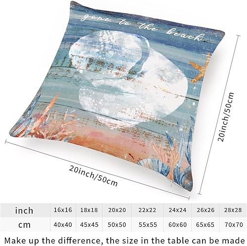Miniatura 2 de Fundas de almohada con diseño vintage de concha azul con diseño de concha, fundas de almohada con temática de playa, fundas de almohada de fondo