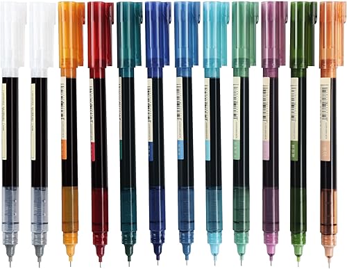 Bolígrafos de punta fina de 0.020 in con tinta de secado rápido, 11 bolígrafos retro de colores surtidos (5 colores retro + 5 colores retro claros +