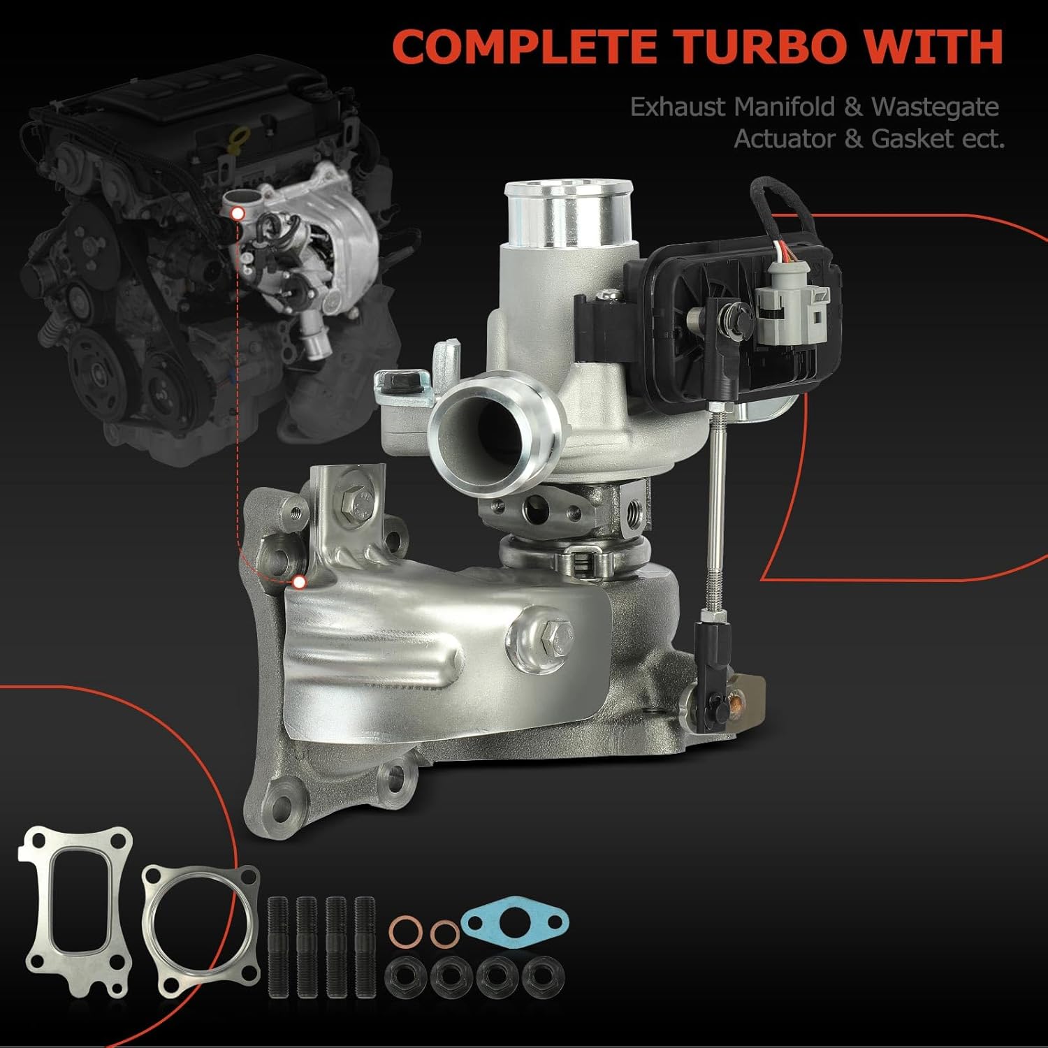 A-Premium TD025L4 Complete Turbo Turbocharger with Actuator and Gasket Compatible with Hyundai Models - for Elantra 2017 2018 2019 2020, 1.4L - Replaces 9011801060, 2823103010