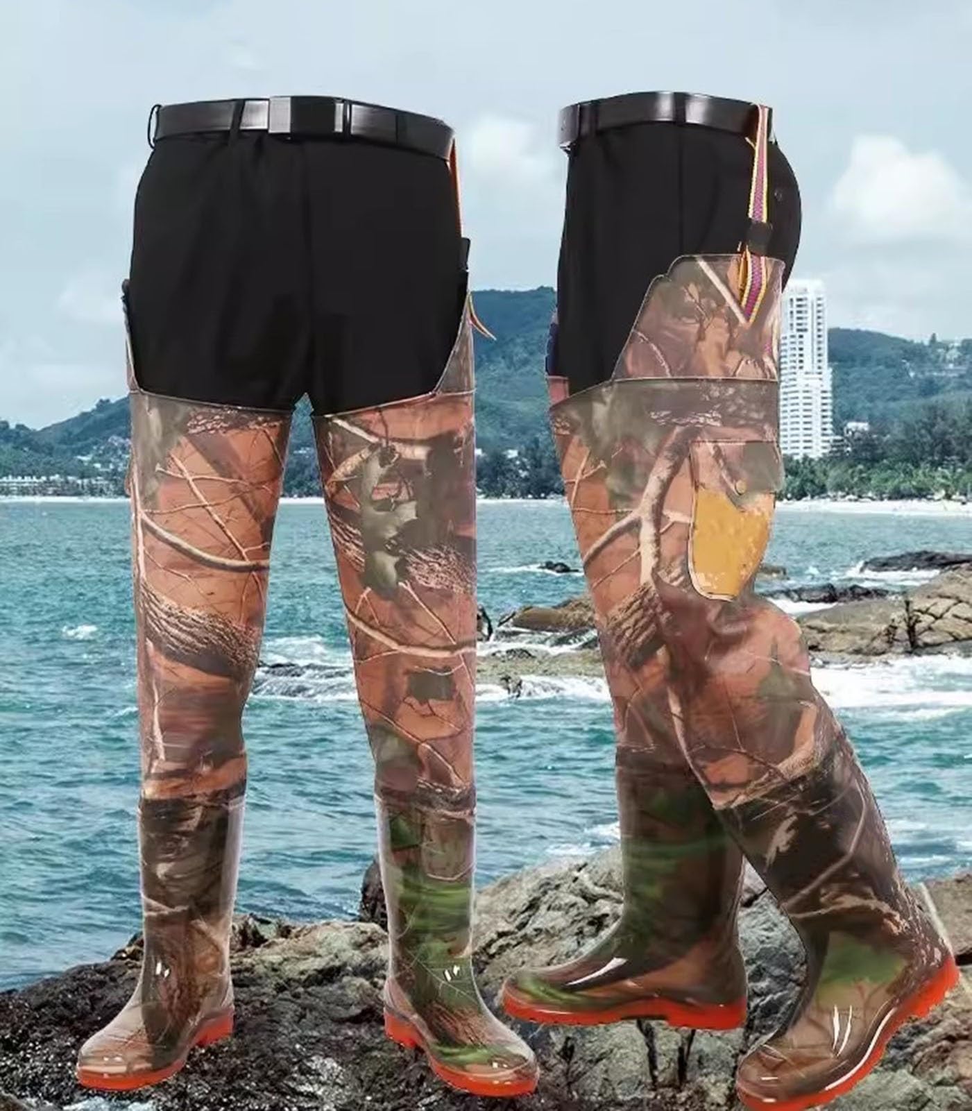 Waders Pesca Stivali da Pesca Impermeabili in PVC, Stivali da Pesca A Mosca da Uomo E da Donna, Stivali da Caccia, Stivali da Pesca Impermeabili da Esterno con Tasca, 32,7 Pollici