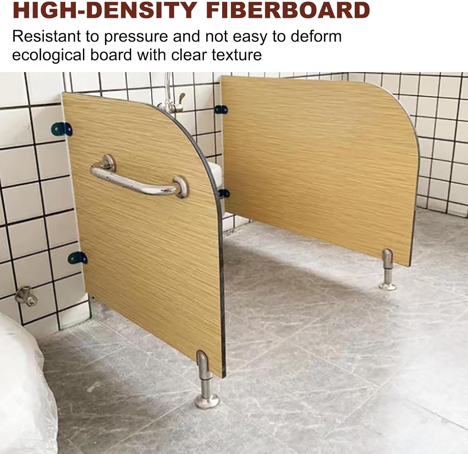 Toilet Partition, Children Urinal Partition, Wooden Partition with Stainless Steel Handrail, 60cm/23.6 Inch High, Easy to Clean, Suitable for School/Shopping Mall/Public Places(Wood grain,80cm/31.5in)