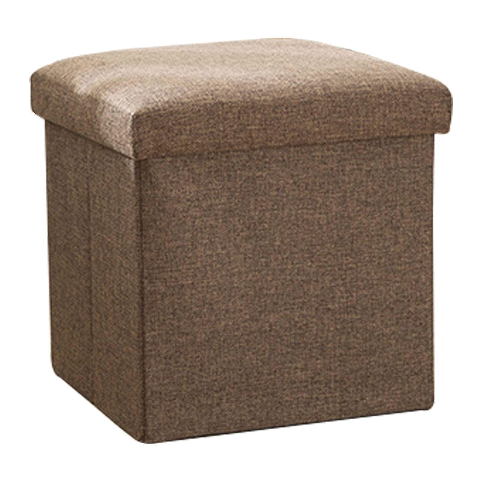 Pouf pliant haut de gamme en lin marron avec assise repose-pieds rembourrée