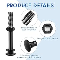 Vista 4 de Zonon Juego de 12 pernos de carro de 1/2 x 4 pulgadas, negro galvanizado, incluye arandelas resistentes a la corrosión y tuercas para accesorios