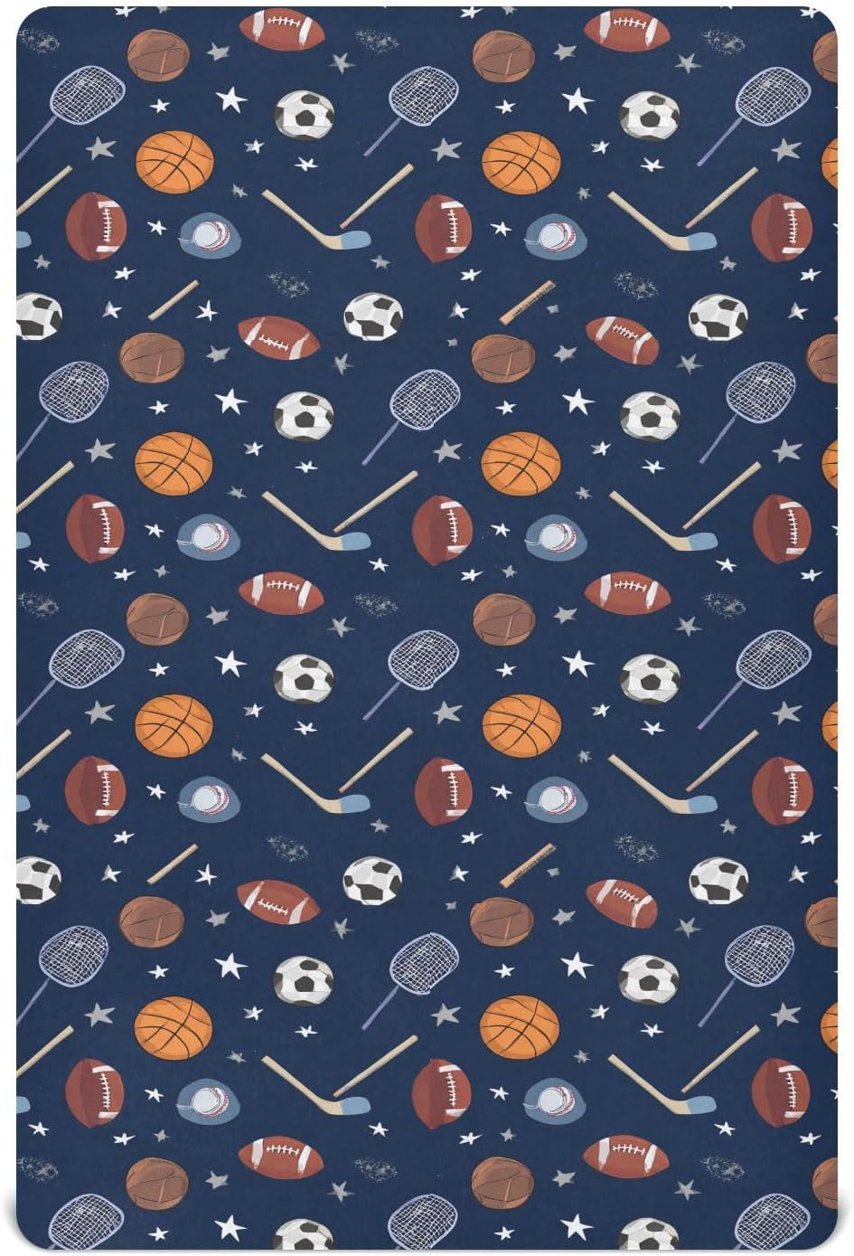 Baby Crib Sheet Team Sports Crib Mattress for Boys and Girls Playard Sheet Soft Breathable Fitted Baby Mattress Cover 52x28in