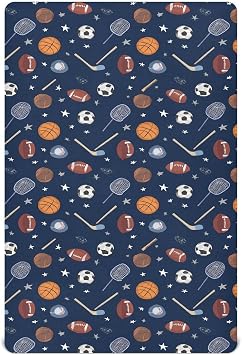 Baby Crib Sheet Team Sports Crib Mattress for Boys and Girls Playard Sheet Soft Breathable Fitted Baby Mattress Cover 52x28in