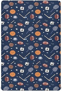 Baby Crib Sheet Team Sports Crib Mattress for Boys and Girls Playard Sheet Soft Breathable Fitted Baby Mattress Cover 52x28in