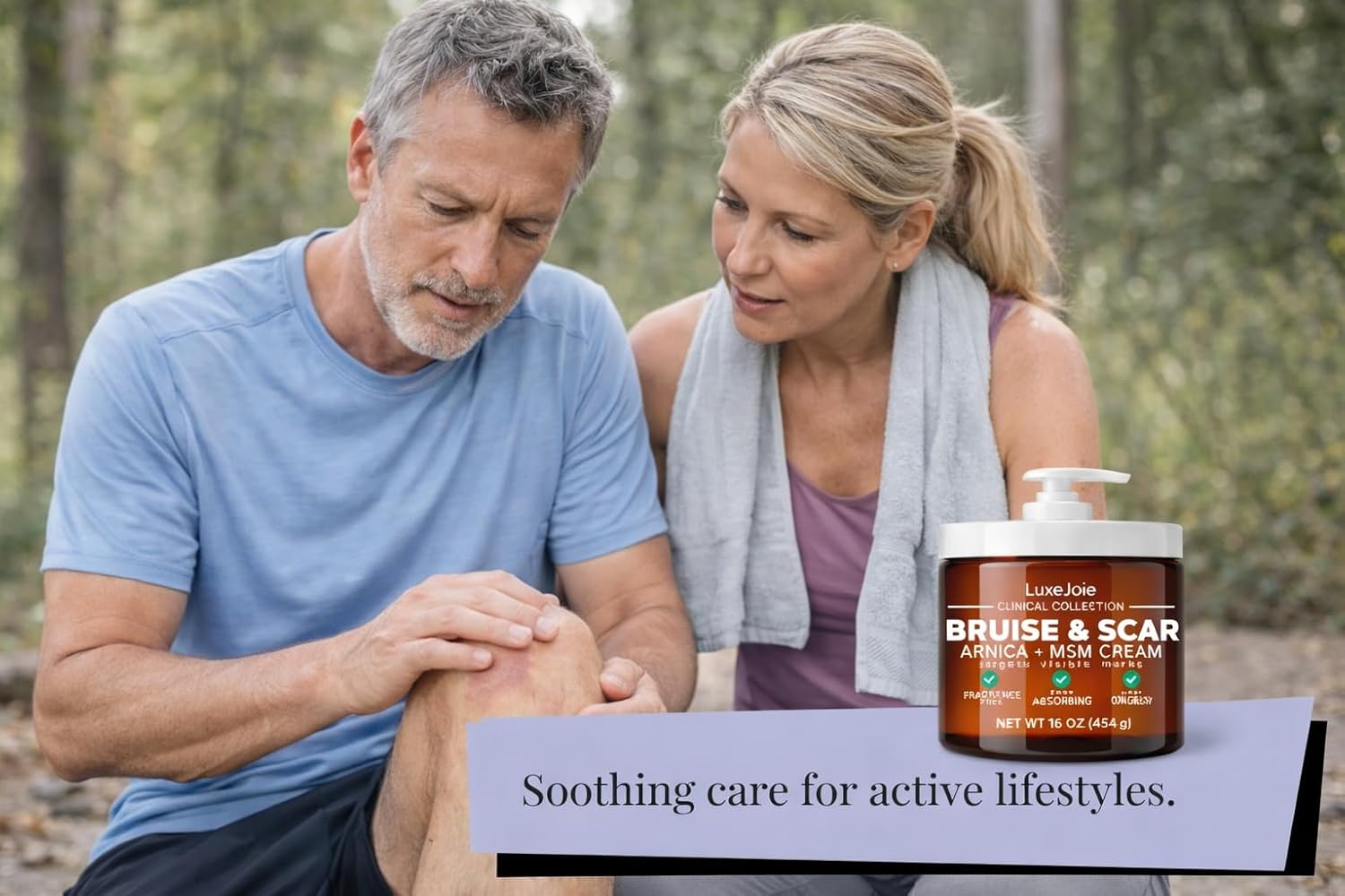 LuxeJoie Bruise & Scar Cream for Thin, Delicate Skin | Arnica Montana + MSM | Fast Absorbing, Fragrance Free | Supports Appearance of Visible Bruising & Discoloration | 16 oz