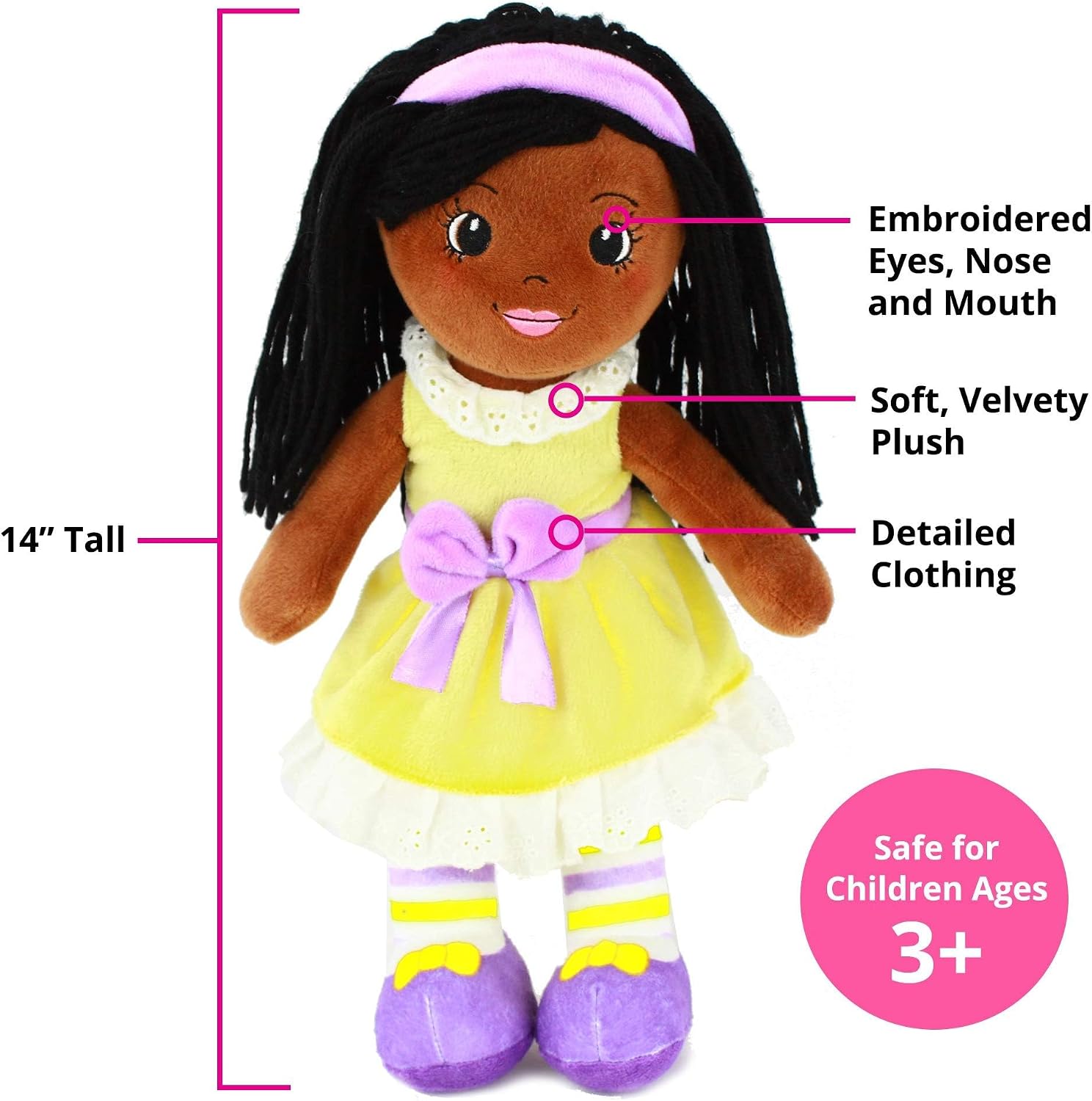 Playtime by Eimmie 14" Soft Baby Doll for Girls (Kaylie) - Plush Rag Doll for Toddlers & Infants, Washable Stuffed Toy with Sensory Fabric Body - Great for Baby Showers, Birthdays & Special Occasions