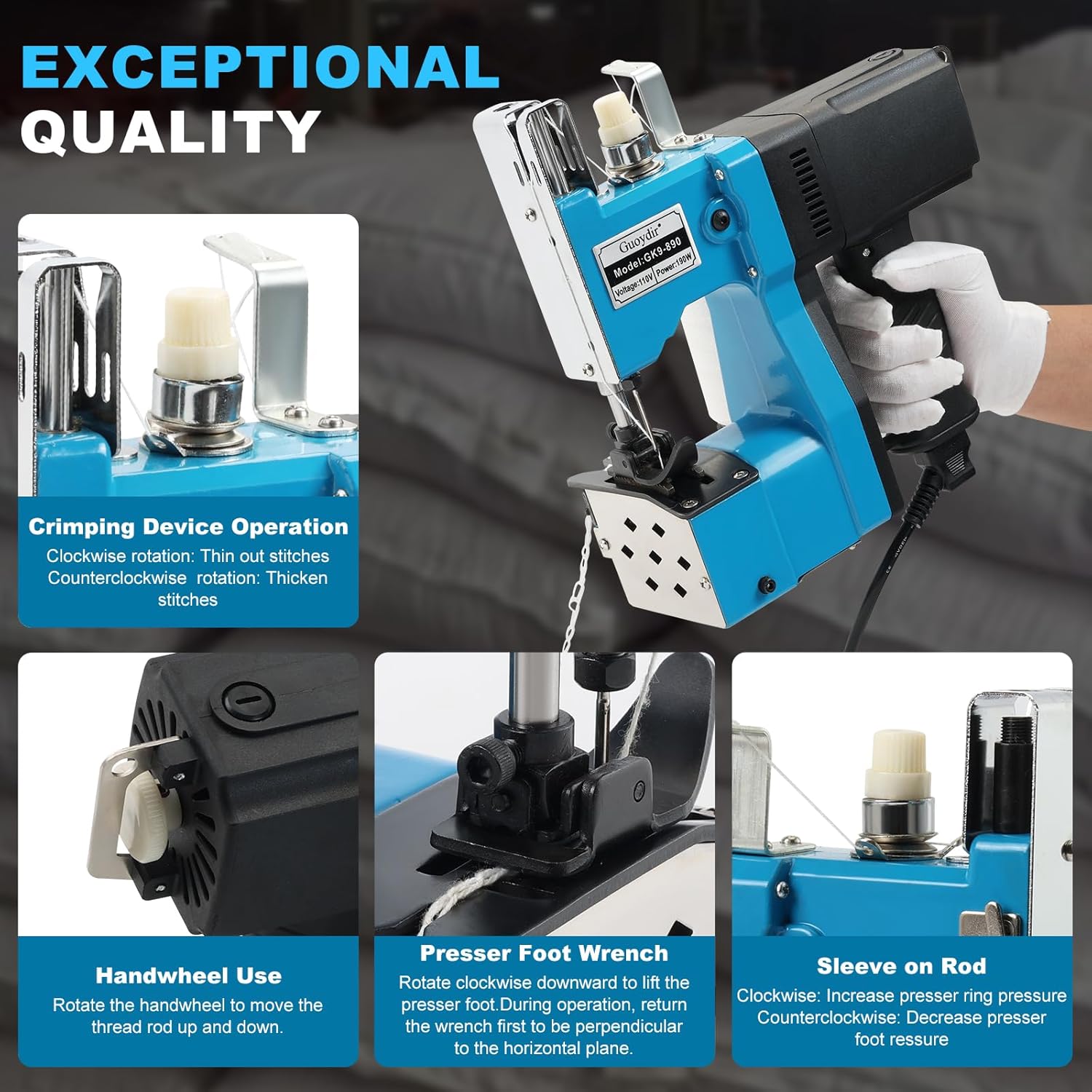 Portable heavy-duty sewing machine, industrial sewing machine, handheld sewing machine, an industrial sewing machine suitable for woven bags, sandbags and non-woven fabrics. - Image 6