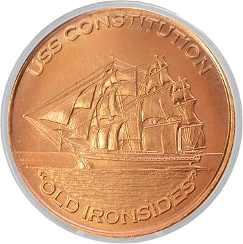 USS Constitution Old Ironsides 1 oz 99.9% Pure Copper Round in Capsule