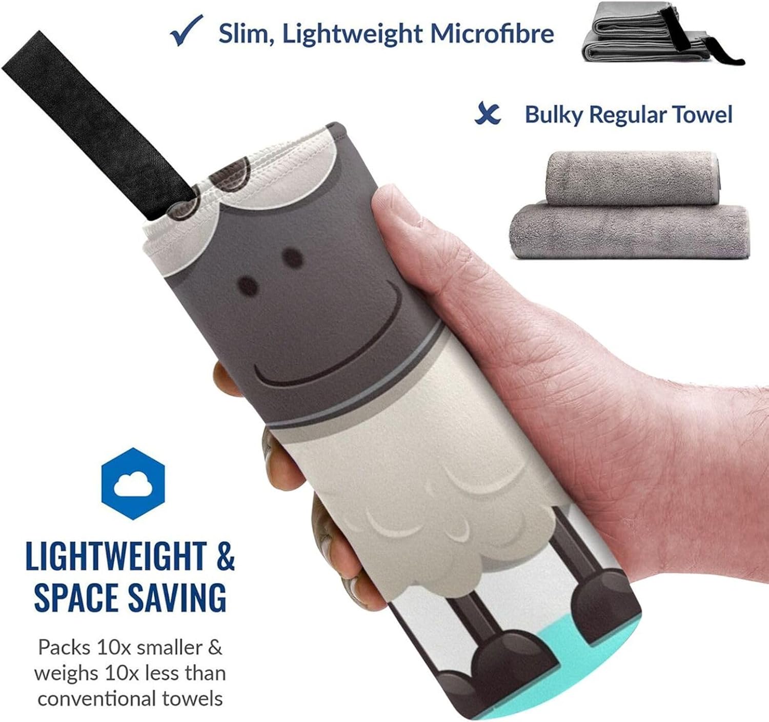 KHiry Microfiber Towel Beach Towels Sheep Quick Dry Towel Soft Lightweight Travel Towels Absorbent Large Easy Pack Travel Things Beach Blanket for Gym Sports Swimming, White