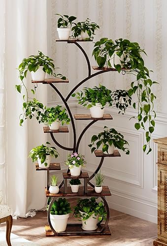 Miniatura 9 de VINGLI Soporte para plantas de 61 pulgadas de alto con luz de crecimiento, estante de plantas de interior de 10 niveles con tiras de luz LED,