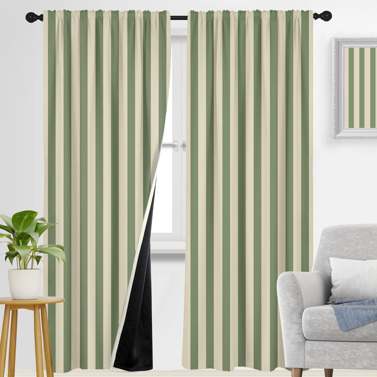 zokyer Black and White Kitchen Curtains Striped Simple Trendy Neutral Art Boys Men Teen Small Short 27.5" W x 39" L Window Treatment Tiers for Bedroom Living Room Bathroom 2 Panels Rod Pocket Drapes