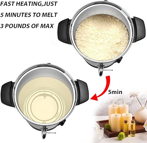 Miniatura 6 de 4.5 cuartos de galón de cera para hacer velas, olla de fusión de cera, máquina comercial grande para hacer velas con boquilla de vertido y control