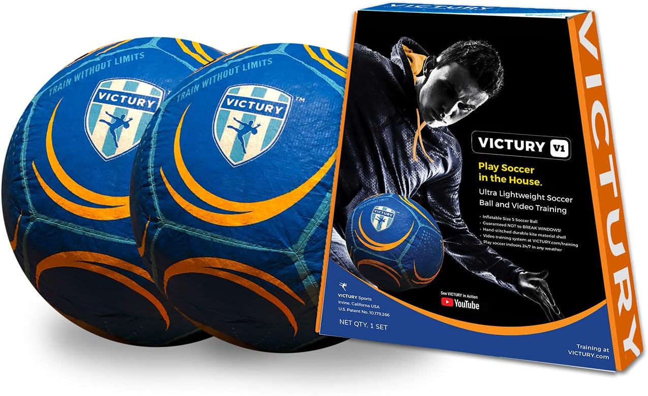 Ollyball VICTURY Sz 5 Soccer Ball and Training Video System for Playing Soccer in The House