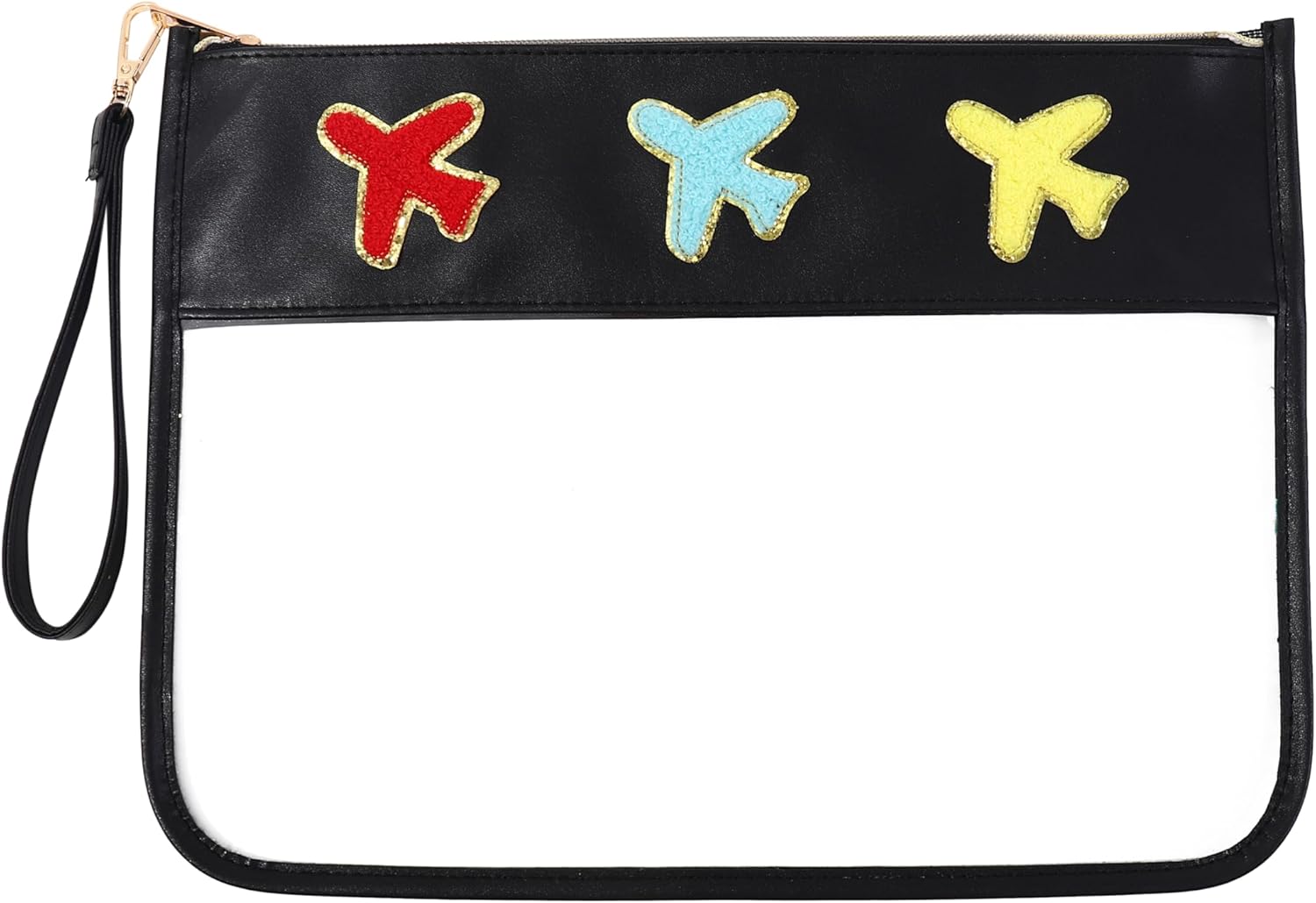 TopTTanBo Chenille Letter Clear Bag Purse Multi-purpose Transparent Waterproof Snacks Makeup Tote Bag with Wrist Strap