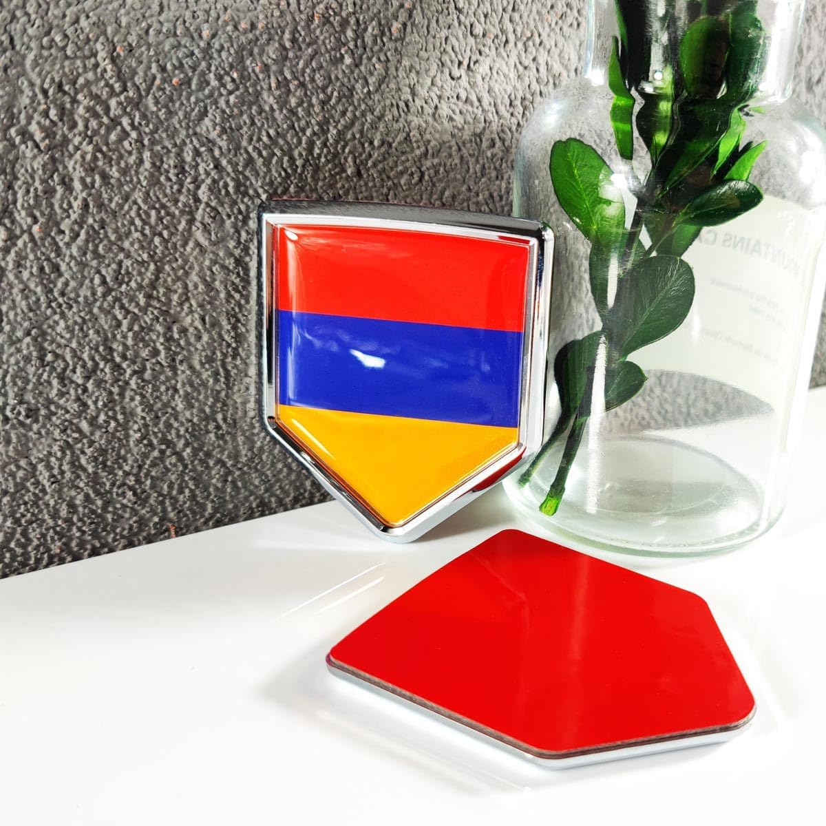 Newperlite Armenia Flag Decal Sticker Car Emblem Armenian Flag Car Decoration Accessories Chrome Shield for Truck Vehicles Cars, 2 Pack - Image 3