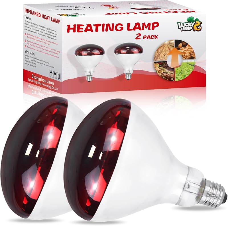 Lâmpada de Aquecimento Infravermelha Vermelha para Terrários e Aves LUCKY HERP 250 W, Pacote com 2