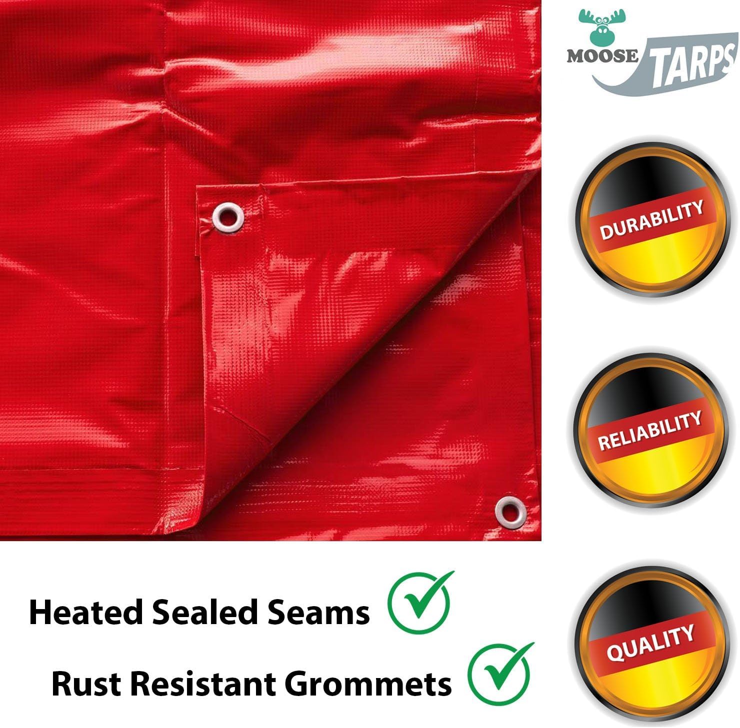 Heavy Duty Tarp, 100% Waterproof 12mil Thick PVC Vinyl Tent Tarp for Camping, Multi-Purpose Thick Protective Cover, Weather Proof, Heavy Duty, UV Resistant, 10 Feet x 20 Feet, Red