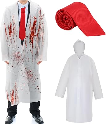 Panitay 2 Pcs Halloween Raincoat Set with Red Tie, EVA Waterproof Poncho
