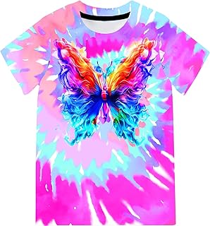 Girl Tie Dye Shirts Kids Size 4-12 Neon Short Sleeve T Shirt