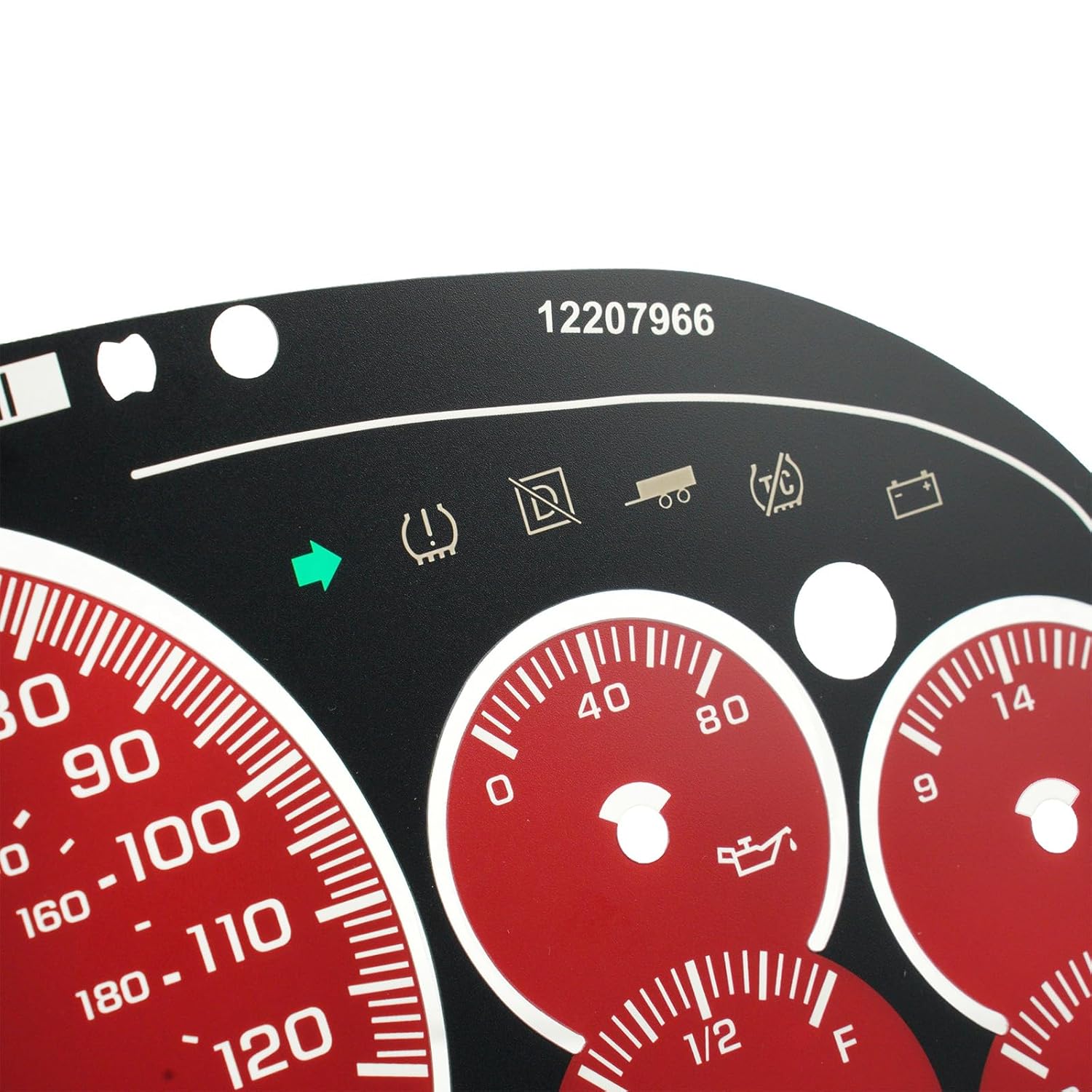 Auto Electronix Red Custom Gauge Face Overlay 2003-2005 Replacement for Cadillac Escalade & Hummer Gasoline Instrument Cluster Speedometer | 7 Gauges | Overlay Only