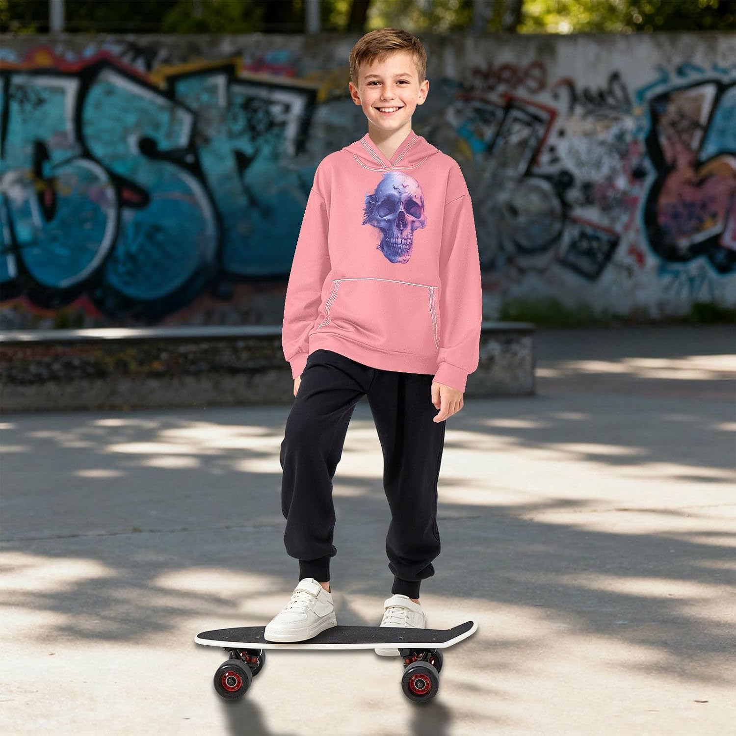 ALAZA skull Butterfly Hoodies Sweatshirt for Boys Girls Kids Hooded Pullover Top