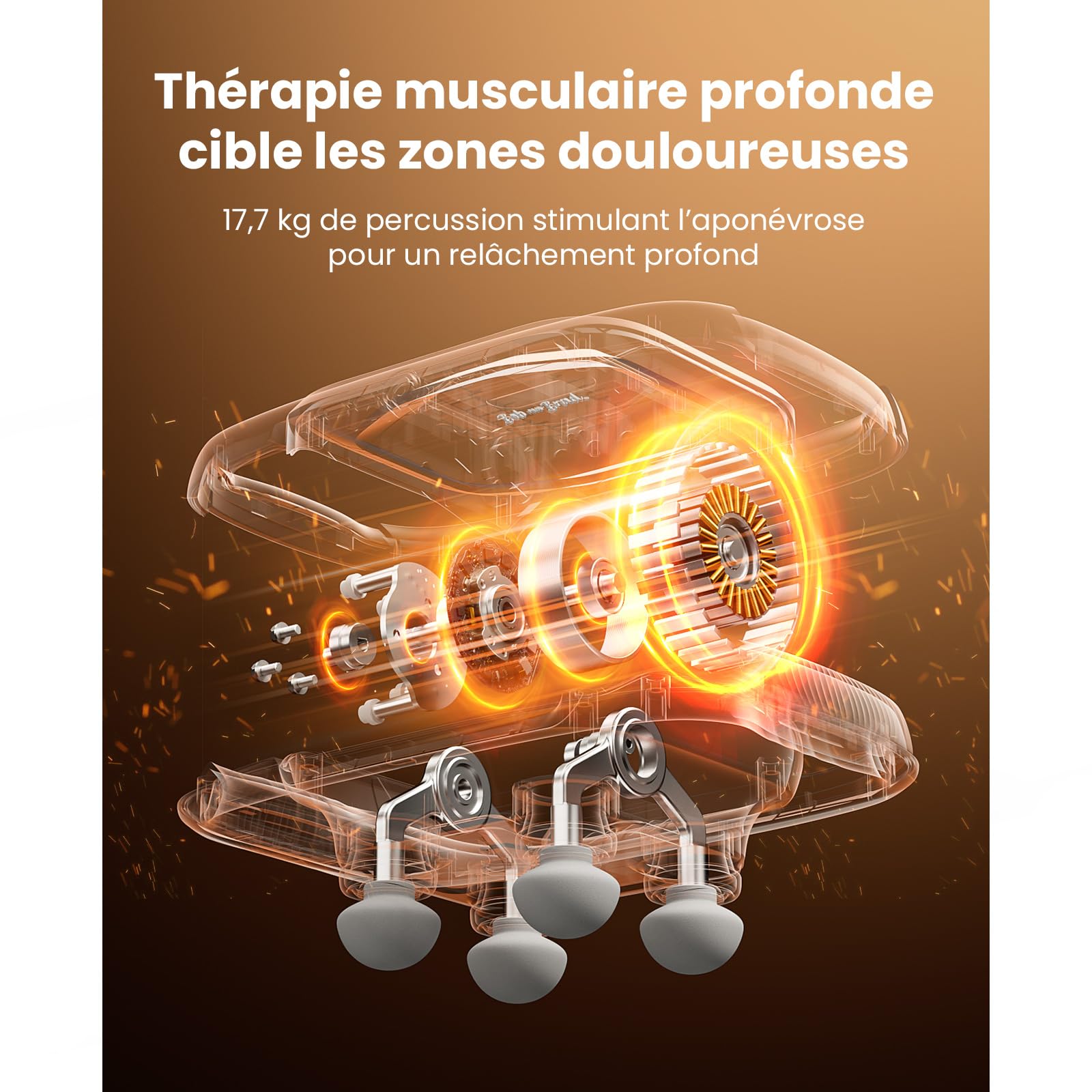 BOB AND BRAD TheraPanel Pistolet de Massage avec 4 Embouts | Masseur Musculaire pour Tissus Profonds avec Plaque de Massage des Fascias, Détente du Dos et Jambes, Massage à Percussion