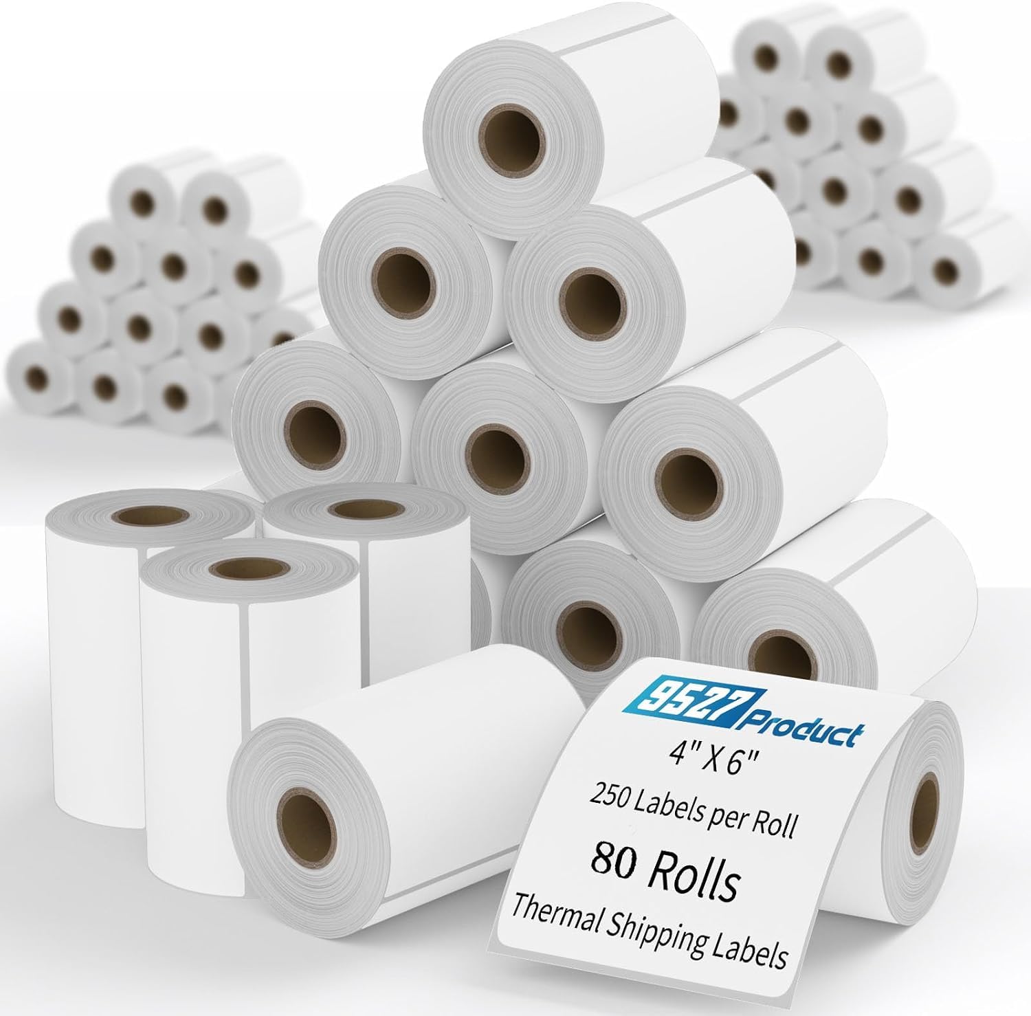 9527 Product 4x6 Blank Direct Thermal Shipping Labels for Zebra 2844 Zp-450 Zp-500 Zp-505,250 Labels/Roll,Total 80 Rolls
