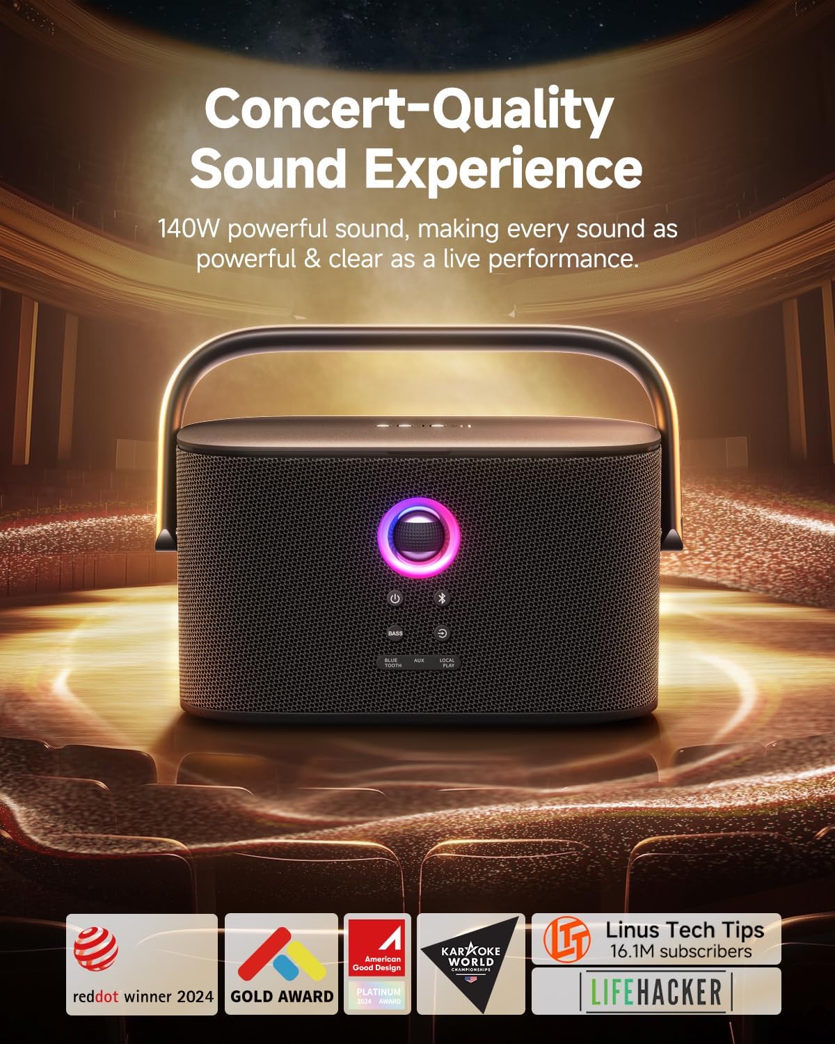 Karaoke Machine for Adults, with Lyrics Display and Screen, Support HDMI to TV, WiFi Connects to Karaoke App and YouTube, 2 Self-Charging Wireless Microphones EQ Autotune,140W Speaker for Home Party - Image 2