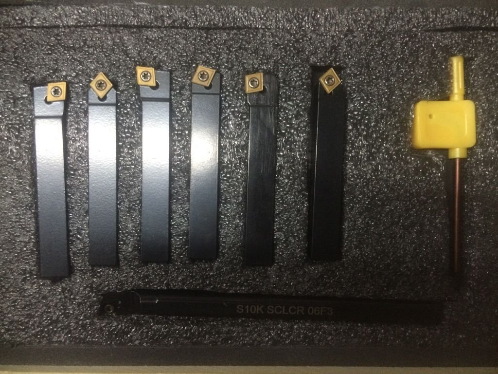 OMEX INDEXABLE LATHE TOOL HOLDER 7 PCS SET 10MM + BORING BAR CCMT CARBIDE INSERTS