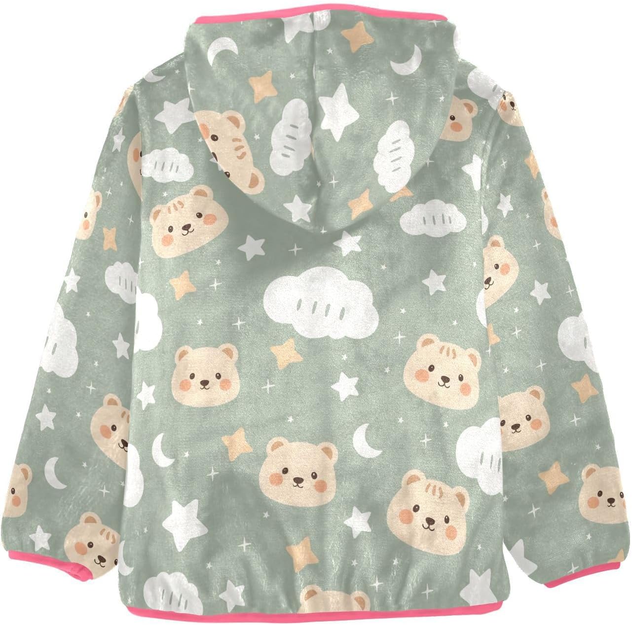 Girls Hoodie Outfit Cute Bear Pattern Zipper Sweatshirt Coat Fleece Jacket for Kids 3-10T