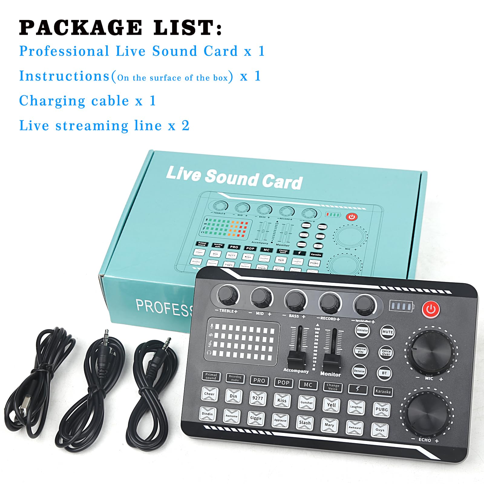 Scheda Audio Professionale per Suono Dal Vivo, Mixer Audio e Interfaccia Audio con Effetti Mixer DJ, Cambia Voce - Attrezzatura da Studio per Streaming/Podcasting/Gaming