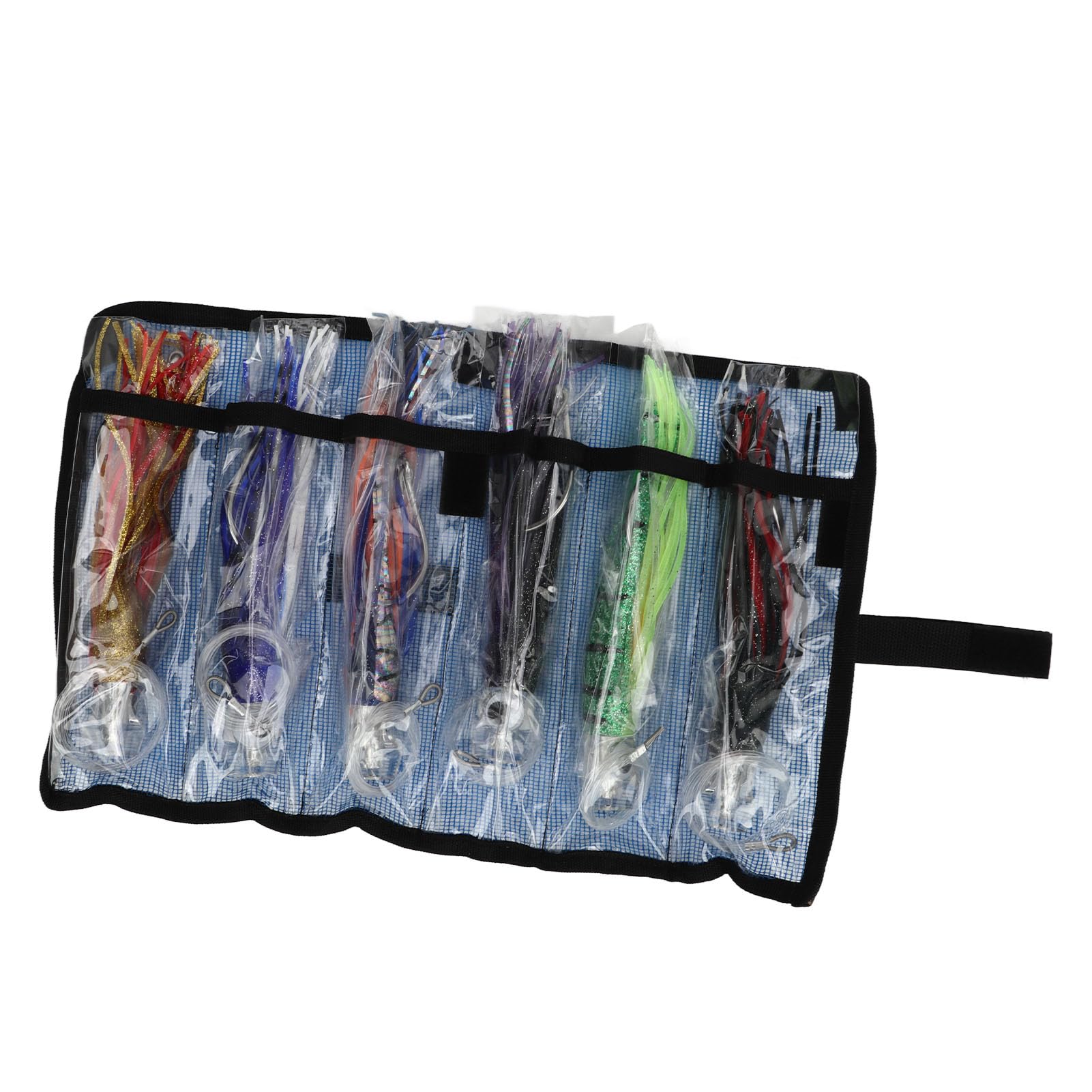 Señuelo de Trolling, Juego de 6 Piezas de Señuelo de Pesca con Ojos 3D, Kit de Cebo de Señuelos de Pesca de 6 Colores Incluye Bolsa de Almacenamiento, Señuelos con Faldón de Agua Salada