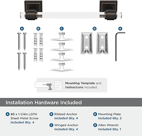 Vista 47 de Amerock BH36062CG10 - Toallero de mano Glacio de 5-7/16 pulgadas de longitud para pared de baño y cocina pequeña, accesorios de baño Transparente
