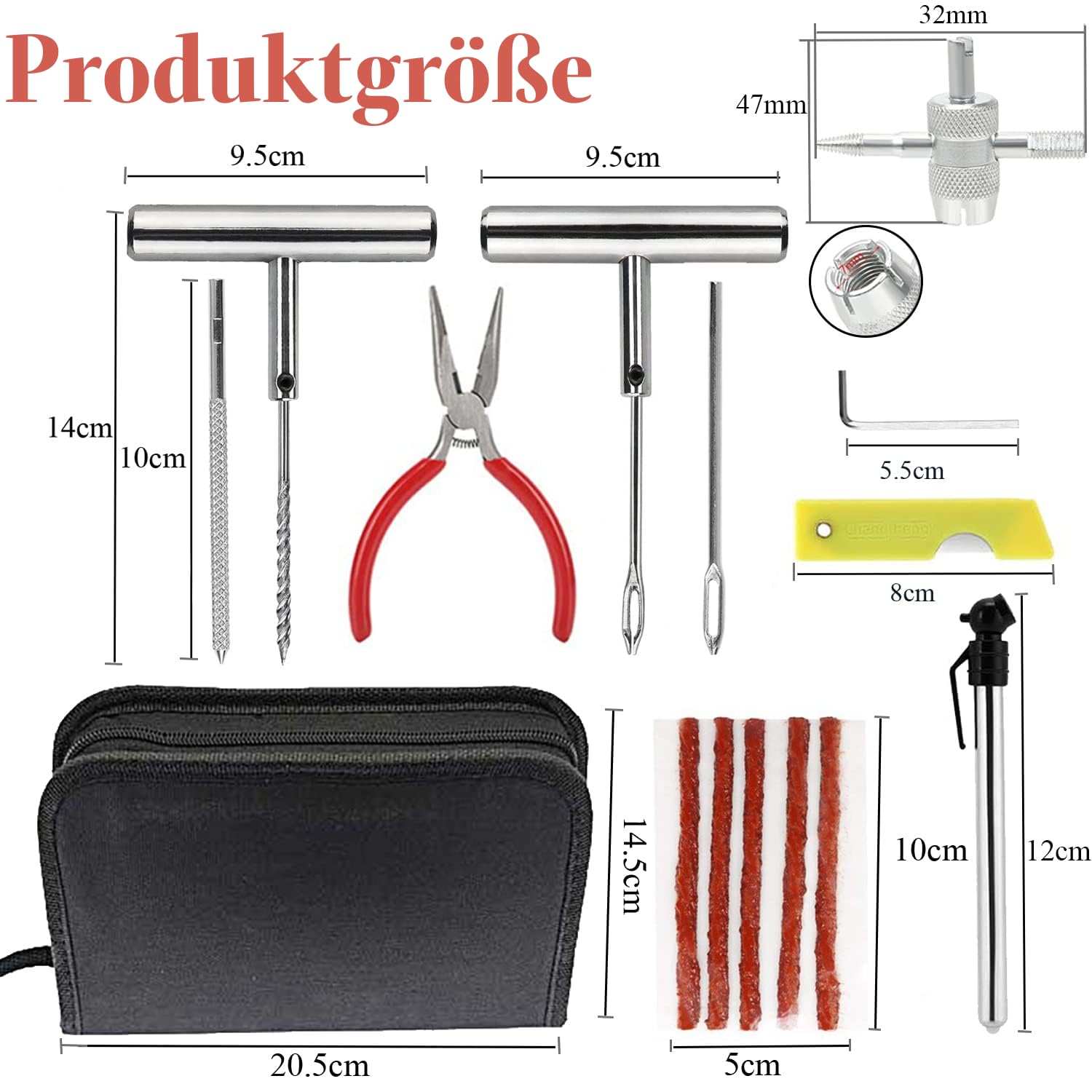 Reifenreparaturset,70 Stück Reifen Reparaturset Auto,Reifen Flickset Auto,Reifenflickzeug Auto mit 30 Reparaturstreifen für Autos/Motorräder/LKW/ATVs/Traktoren/Wohnmobile/SUVs/Vans usw