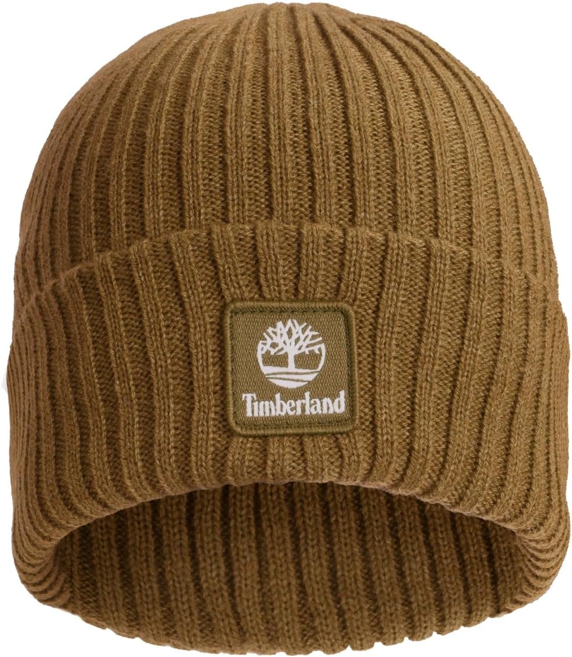 Timberland Men’s Rib Tonal Logo Beanie - Soft Knit Winter Hat, Stretch Fit, Foldover Cuff, Warm Texture for Cold Weather Wear - Image 2