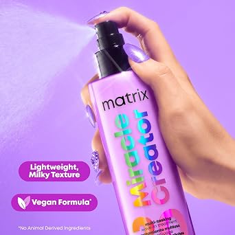 Matrix Miracle Creator Leave-In Conditioner Spray - Heat Protectant, Anti-Frizz, Moisturizing & Detangling, Adds Shine, Primes For Styling, For Damaged & All Hair Types, Sulfate Free