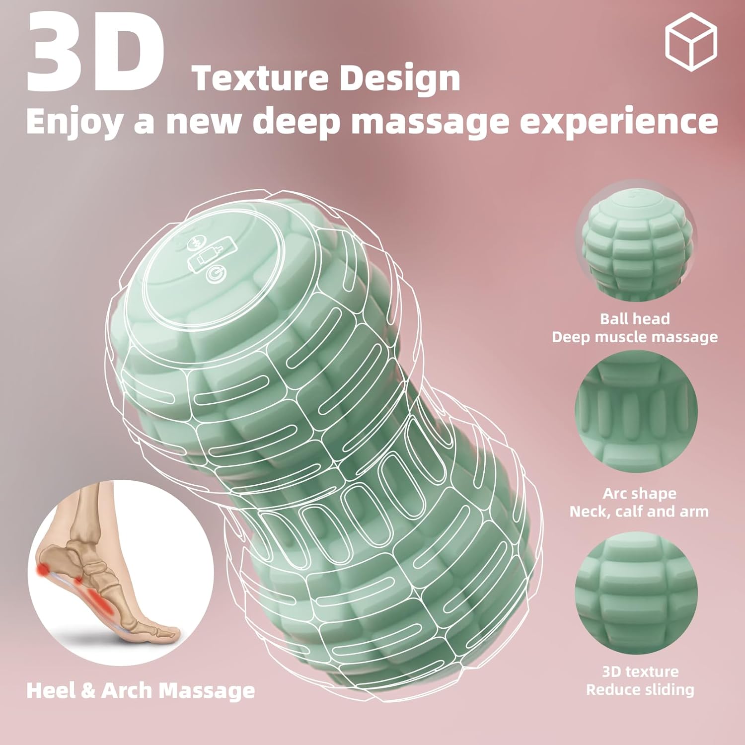 Vibrating Peanut Massage Ball for Back, Neck, Leg, Foot and Body, Portable Deep Tissue Muscle Roller for Trigger Point Massage, Myofascial Release and Psoas Release Tool