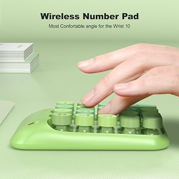 MOWUX Wired Typewriter Keyboard with Foldable Stand + Wireless 18-Key Number Pad Combo for Laptop/Desktop