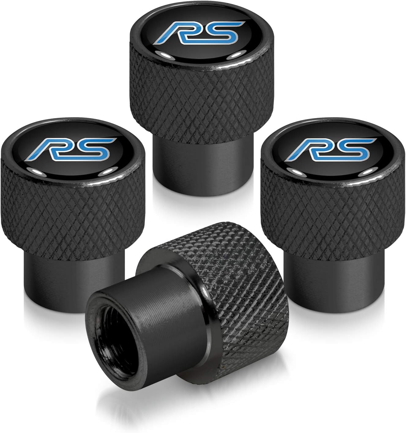 for Ford Focus RS Black Easy-Grip Aluminum Tire Valve Stem Caps