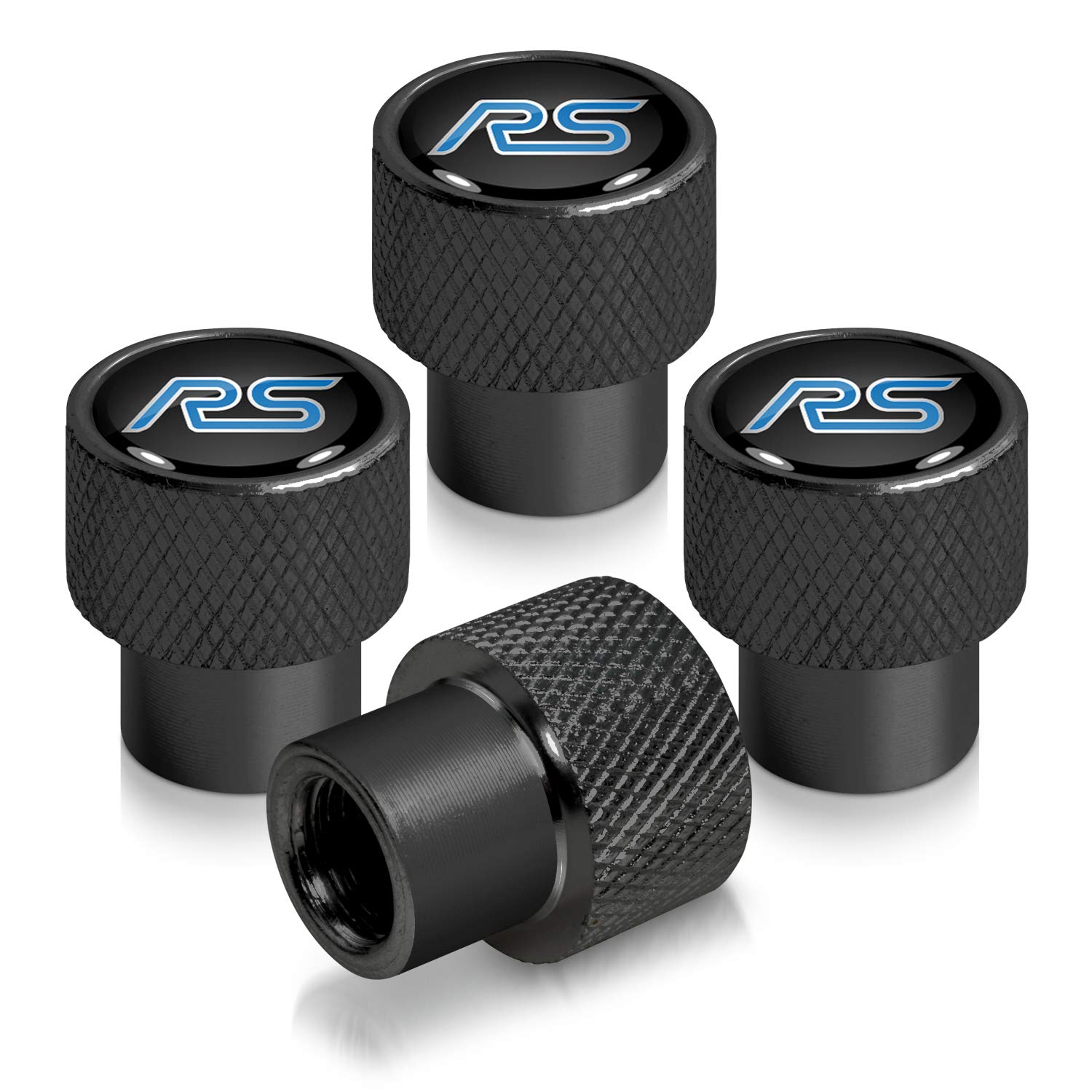 for Ford Focus RS Black Easy-Grip Aluminum Tire Valve Stem Caps
