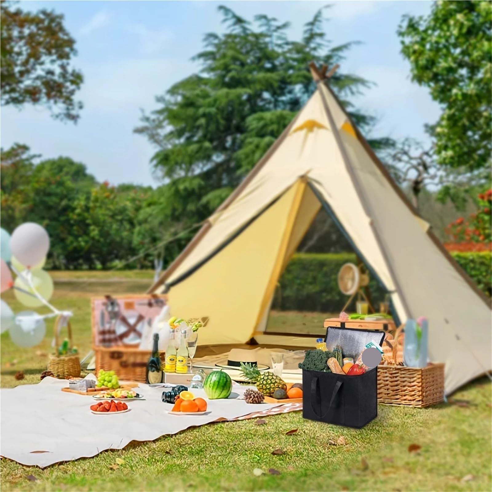 Borsa da picnic campeggio 1 pz pranzo multifunzionale isolata Cestino portatile Raffreddamento impermeabile incorporato riutilizzabile per Alimenti