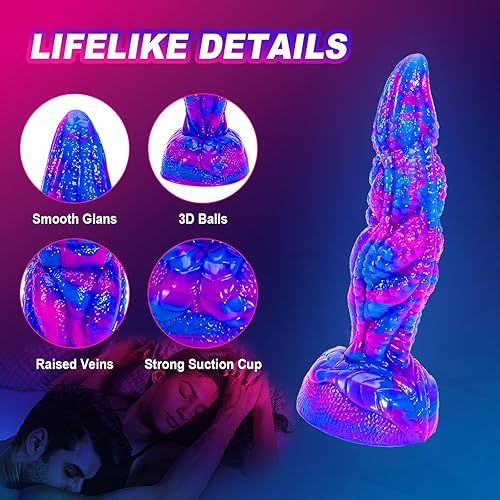 Miniatura 2 de Consolador de nudo de dragón de monstruo de fantasía, consolador de perro lobo grande y largo de 8 pulgadas, juguetes sexuales para hombres,