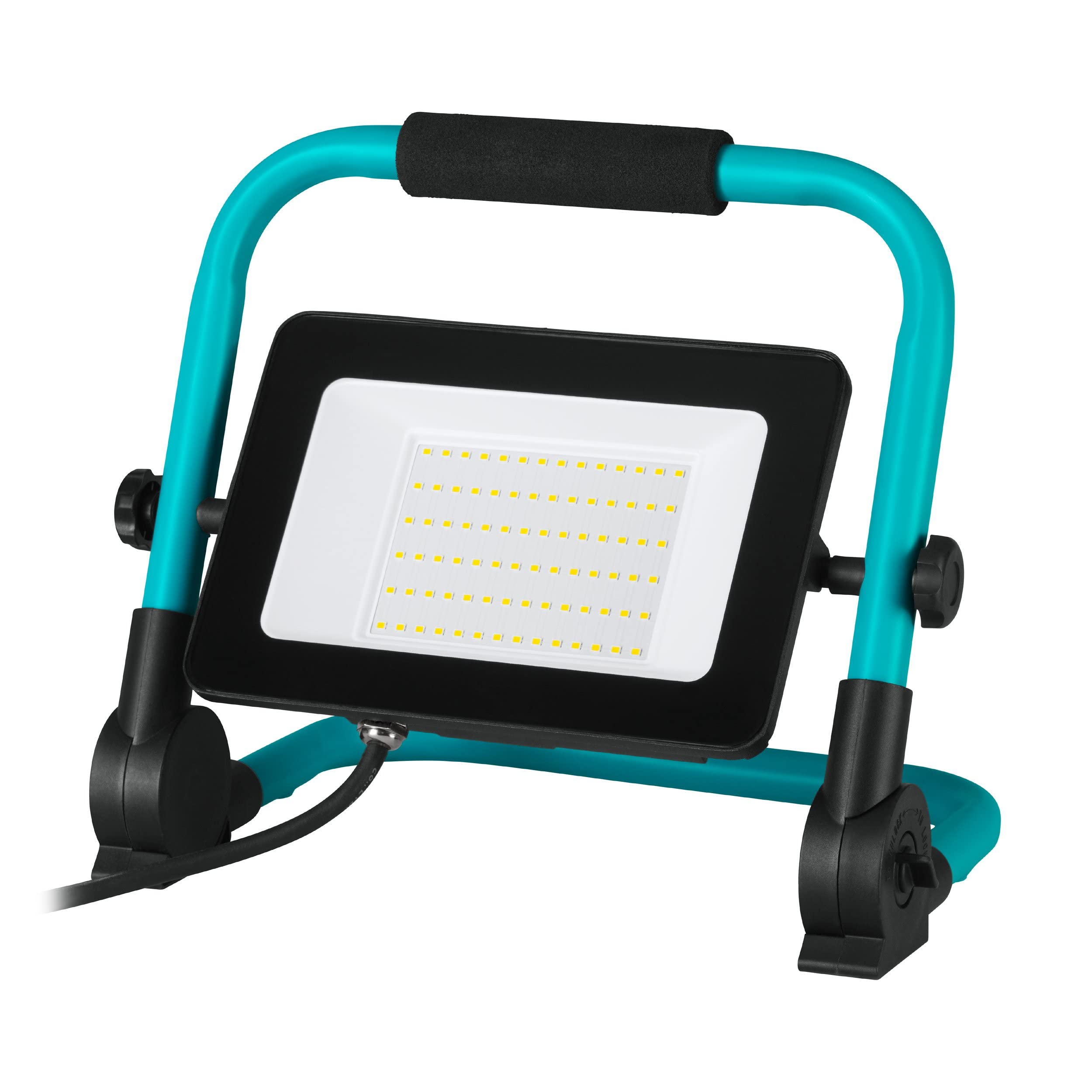 EGLO LED Baustrahler, tragbare Arbeitsleuchte aus Aluminium und Kunststoff | Arbeitsscheinwerfer in türkis und schwarz, Werkstattlampe schwenkbar, IP65, neutralweiß, 4500lm